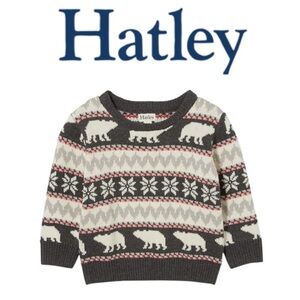 HATLEY CREWNECK FAIR ISLE POLAR BEAR LONG SLEEVE CREWNECK SWEATER 3T